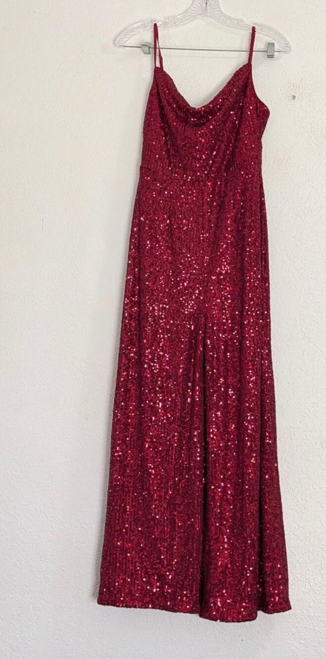 Lulus red sparkly sequin romper jumpsuit size M holiday Christmas